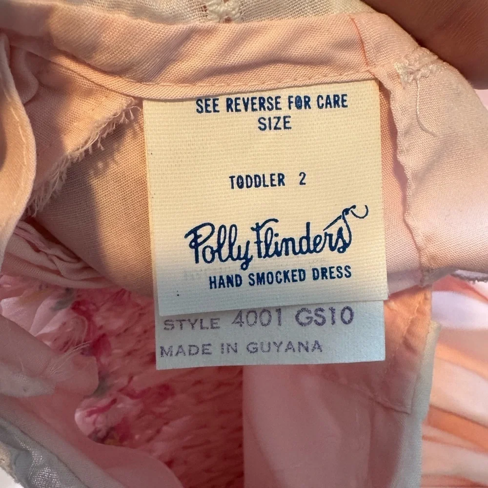 Polly Flinders Vintage Baby Girl Pink Smocked Dress Size 2T
